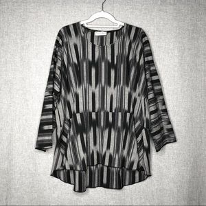 Monika Astara Celia Ikat Art to Wear Peplum Long Sleeve Tunic